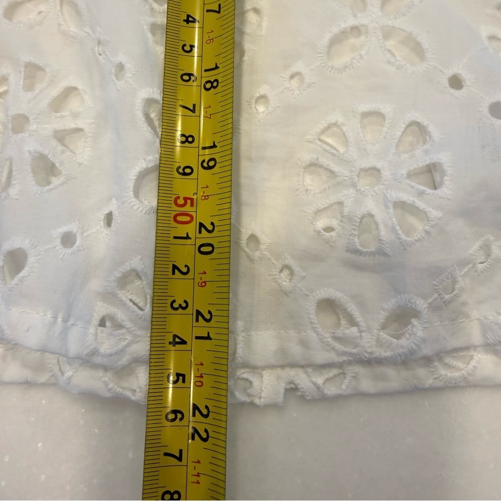 Joe’s Jeans Women’s “The Andie” White Eyelet Top Split V-neck Puff Sleeves Sz XS - Picture 8 of 13